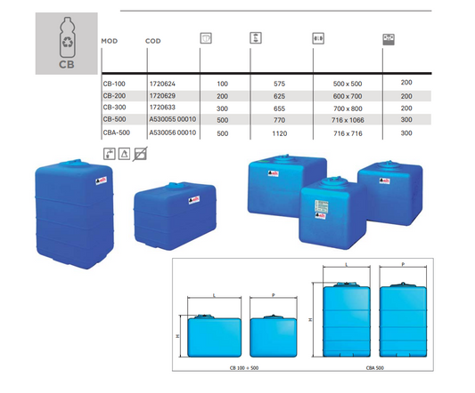 Բաք պոլիէթիլենային խմելու ջրի 500 լիտր Elbi CBA-500 CB-500 A530056 A530055