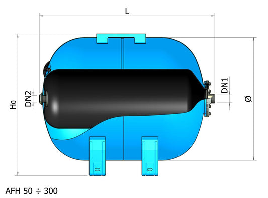 Բաք ընդարձակման ջրակուտակիչ փոխովի մեմբրանով հորիզոնական 10 բար 1" 100 լիտր AFH 100-CE Elbi-A042L38