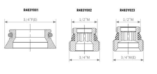 Անցում արտաքին պարուրակով հերմետիկ միջադիրով 1/2"Mx3/4"M (E) Giacomini-R483Y002, R483Y023, R483Y001