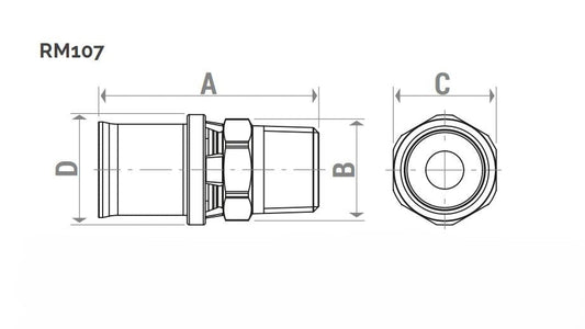 Անցում մամլիչ արտաքին պարուրակով 16x1/2" Giacomini-RM107Y033, 16x3/4" Giacomini-RM107Y043, 20x1/2" Giacomini-RM107Y037, 20x3/4" Giacomini-RM107Y047, 26x1" Giacomini-RM107Y058,26x3/4" Giacomini-RM107Y049, 32x1" Giacomini-RM107Y059, 40x1"1/4 Giacomini-RM107Y066