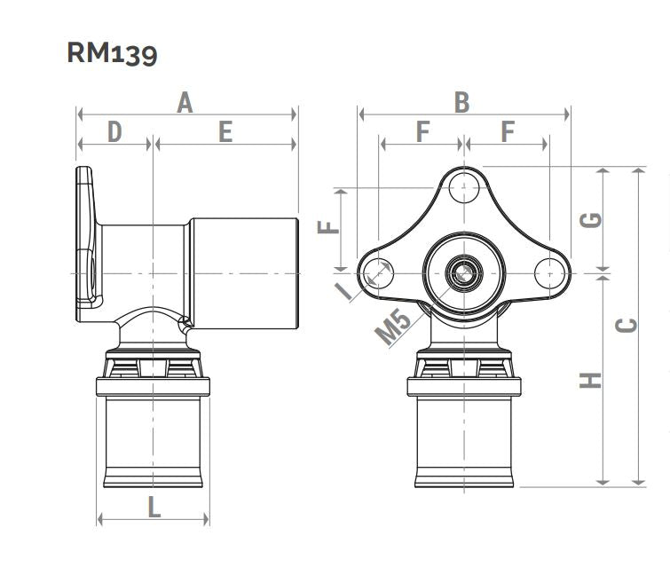 Անկյունակապ կախովի մամլիչ ներքին պարուրակով 20x1/2" Giacomini-RM139Y037, 16x1/2" Giacomini-RM139Y033