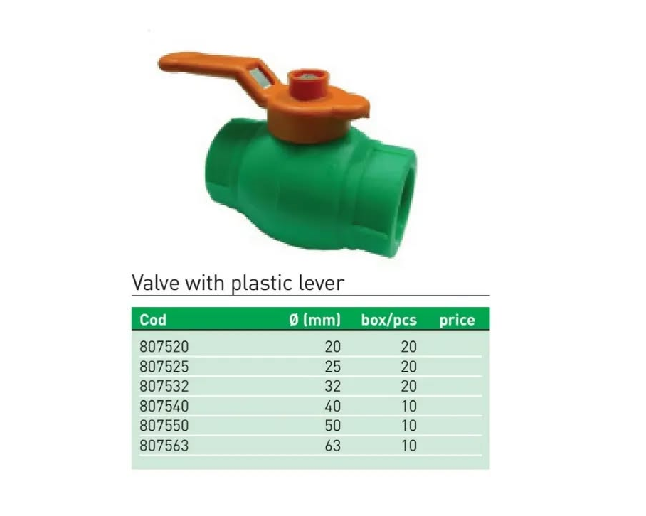 Փական պոլիպրոպիլենային գնդավոր բռնակով Plastofer-8075