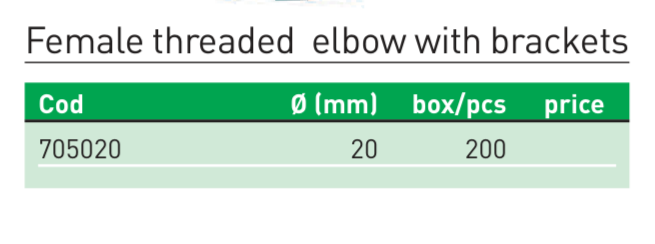 Անկյունակապ պոլիպրոպիլենային կախովի ներքին պարուրակով 20x1/2" սպիտակ Plastofer-705020