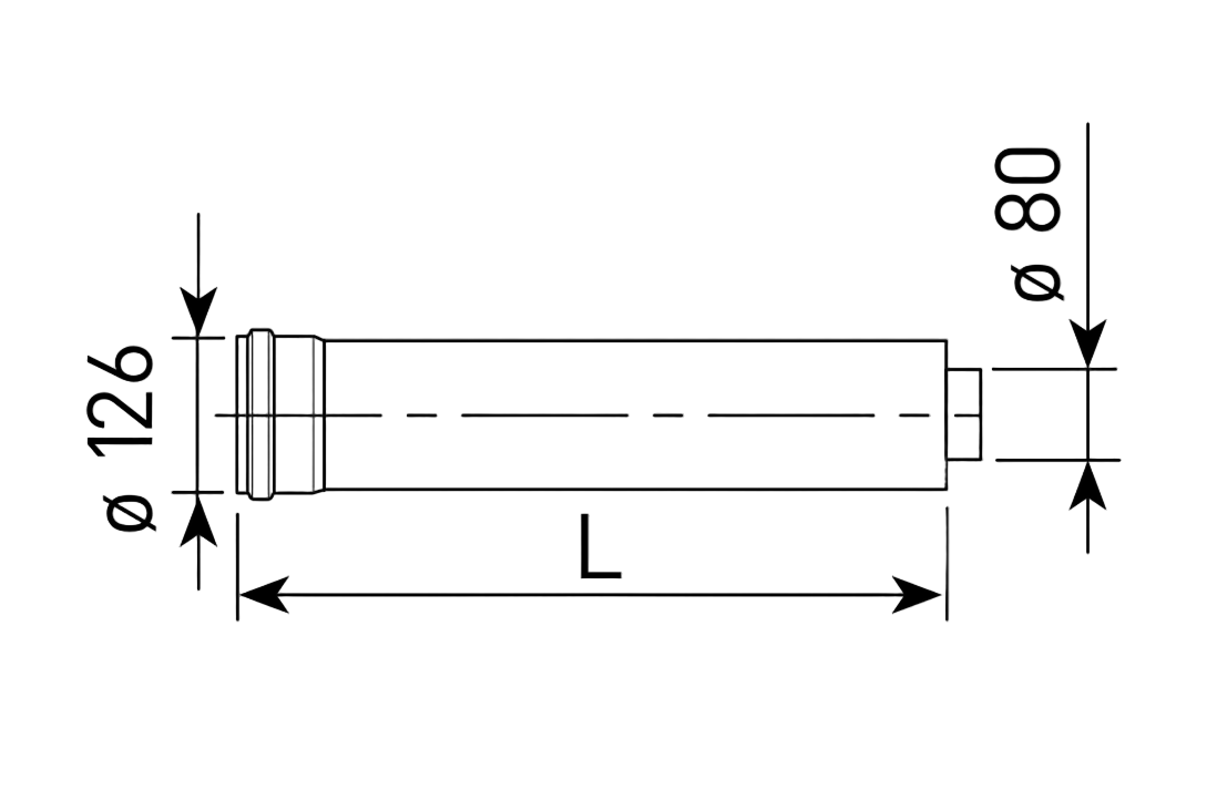 Երկարացում ծխաօդատար խողովակի կոնդեսացիոն կաթսայի 500 մմ MF Ø80/125 Sime-8096170
