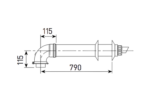Ծխաօդատար խողովակ և արմունկ կոնդեսացիոն կաթսայի 790 մմ Ø60/100 90° Sime-8096250