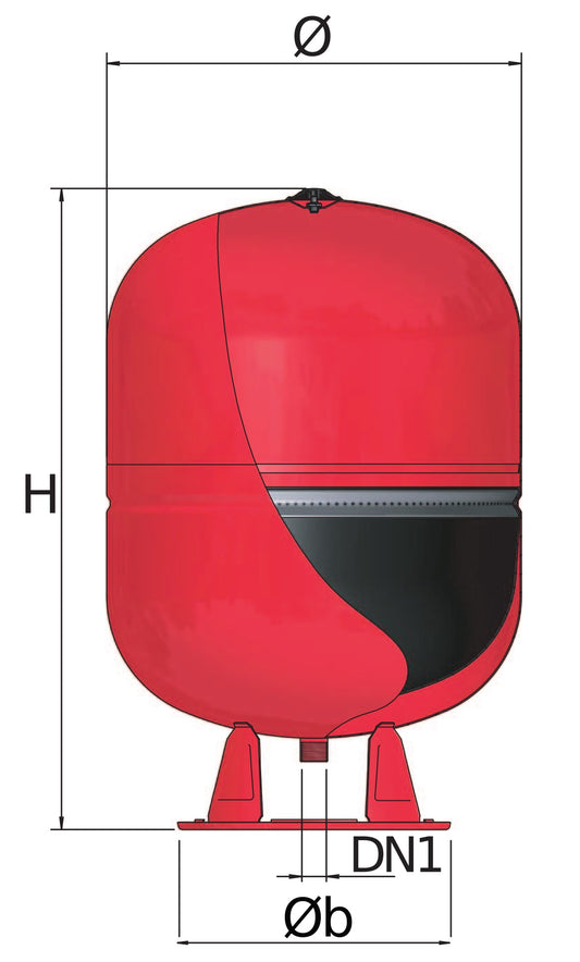 Բաք ընդարձակման ֆիքսված մեմբրանով 10 բար 1" 250 լիտր ERCE 250 Elbi-A112L49