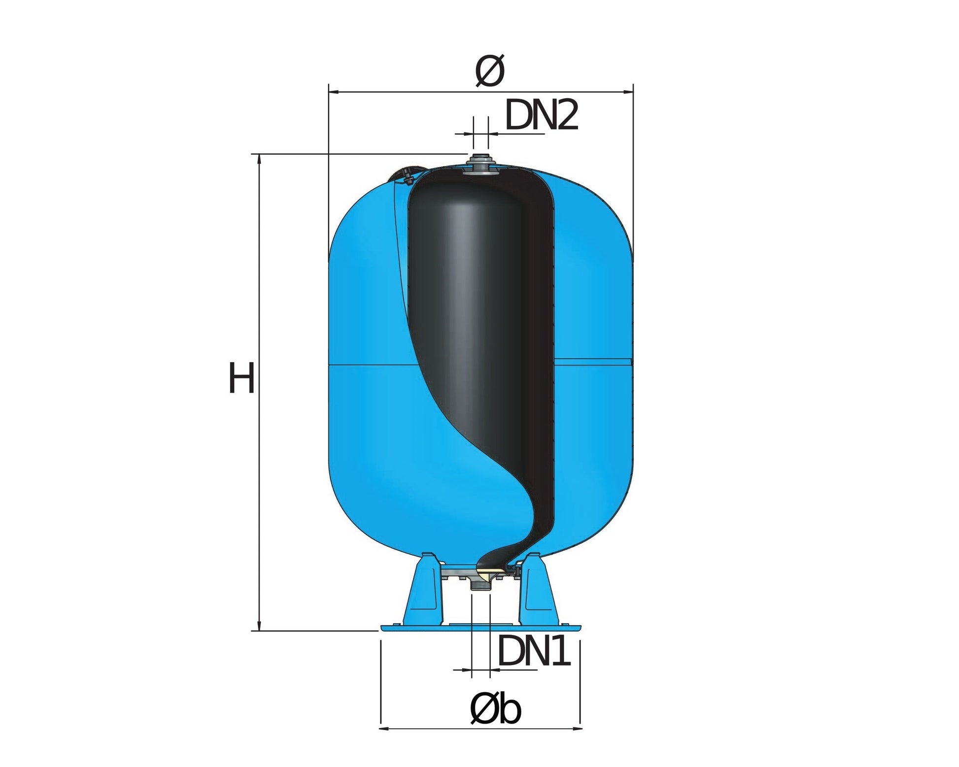 Բաք ընդարձակման ջրակուտակիչ փոխովի մեմբրանով 10 բար 1" 1/4 200 լիտր AFV 200-CE Elbi-A032L47
