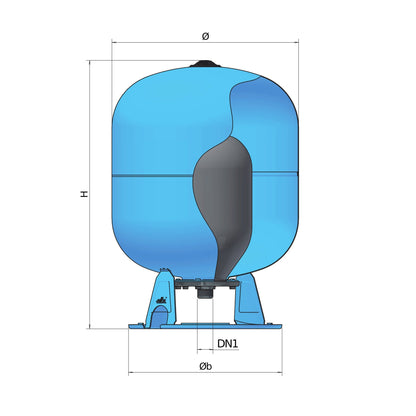 Բաք ընդարձակման ջրակուտակիչ փոխովի մեմբրանով 10 բար 1" 50 լիտր AFV 50-CE Elbi-A032L34