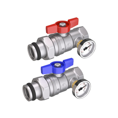 Լրակազմ փականների ջերմաչափով գնդավոր թիթեռնիկ-բռնակով փոխարկիչ արտաքին և ներքին պարուրակով 1" Giacomini-R259SX077