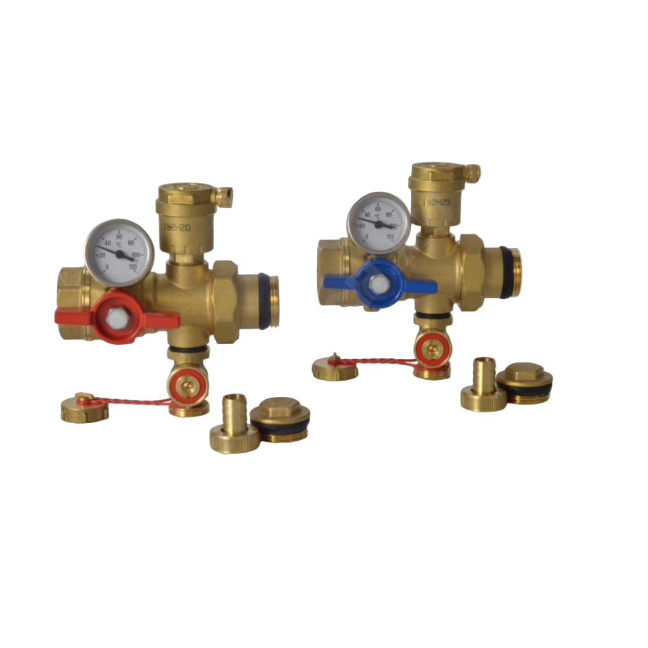 Լրակազմ փականների և կափույրների ջերմաչափով կոլեկտորի 1" Giacomini-R269TY035