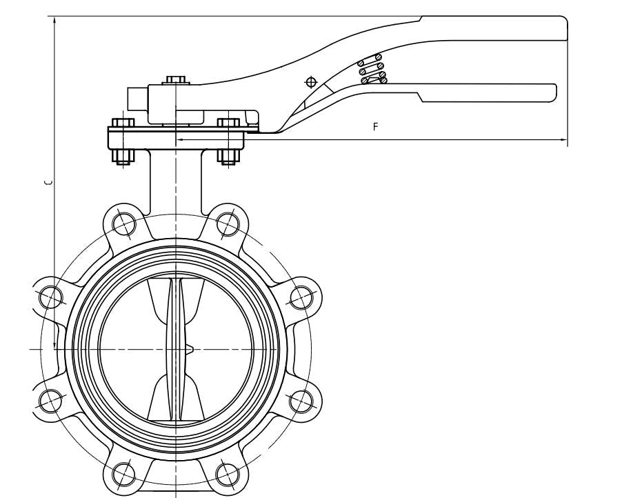 Սահափական դարձկեն պարուրակային անցքերով (բատերֆլայ) DN 40 1" 1/2 PN 16 Giacomini-R59FLY004