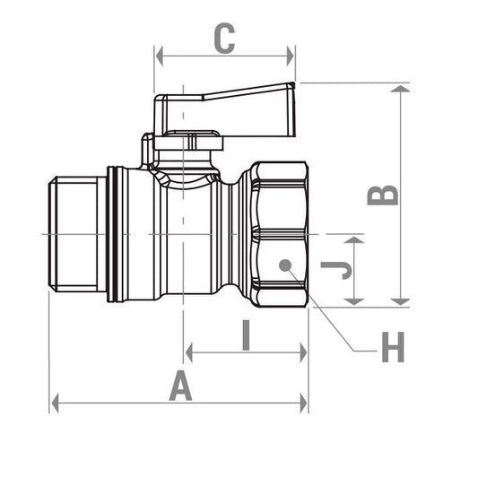 Փական գնդավոր պլաստիկ բռնակով արտաքին և ներքին պարուրակով 1/2" Giacomini-R694X003