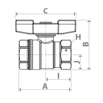 Փական գնդավոր դեղին թիթեռնիկ-բռնակով ներքին պարուրակով 3/4" Giacomini-R731GAX004,  1/2" Giacomini-R731GAX003, 1" Giacomini-R731GAX005