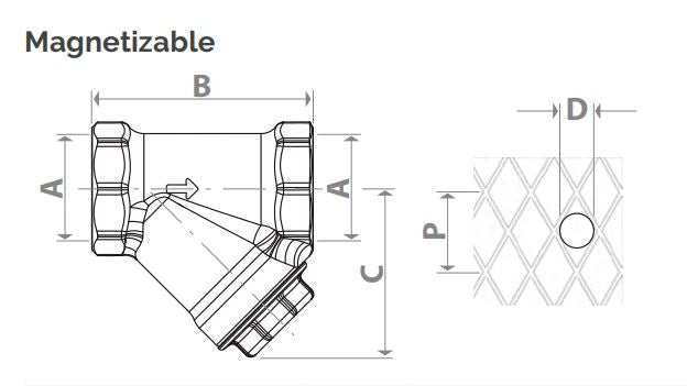 Զտիչ ջրի ցանցավոր DN 15 1/2" PN 30 Giacomini-R74AY103, Զտիչ ջրի ցանցավոր DN 20 3/4" PN 30 Giacomini-R74AY104