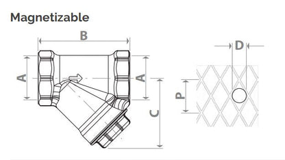 Զտիչ ջրի ցանցավոր DN 15 1/2" PN 30 Giacomini-R74AY103, Զտիչ ջրի ցանցավոր DN 20 3/4" PN 30 Giacomini-R74AY104