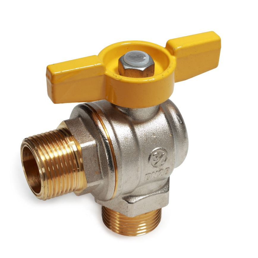 Փական գնդավոր դեղին թիթեռնիկ-բռնակով արտաքին պարուրակով անկյունային 1/2" Giacomini-R782GBX003