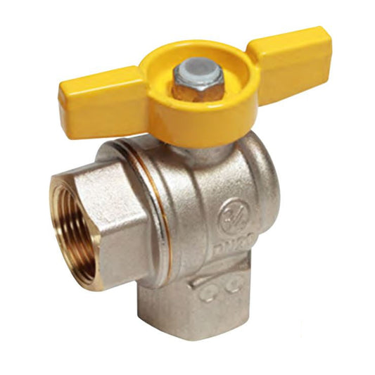 Փական գնդավոր դեղին թիթեռնիկ-բռնակով ներքին պարուրակով անկյունային 1" Giacomini-R783GBX005, 3/4" Giacomini-R783GBX004,  1/2" Giacomini-R783GBX003