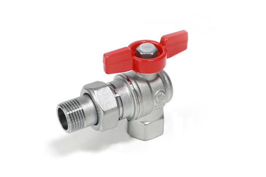 Փական գնդավոր թիթեռնիկ-բռնակով փոխարկիչ արտաքին և ներքին պարուրակով անկյուն. 1" Giacomini-R789X007, 3/4" Giacomini-R789X005, 1/2" Giacomini-R789X003