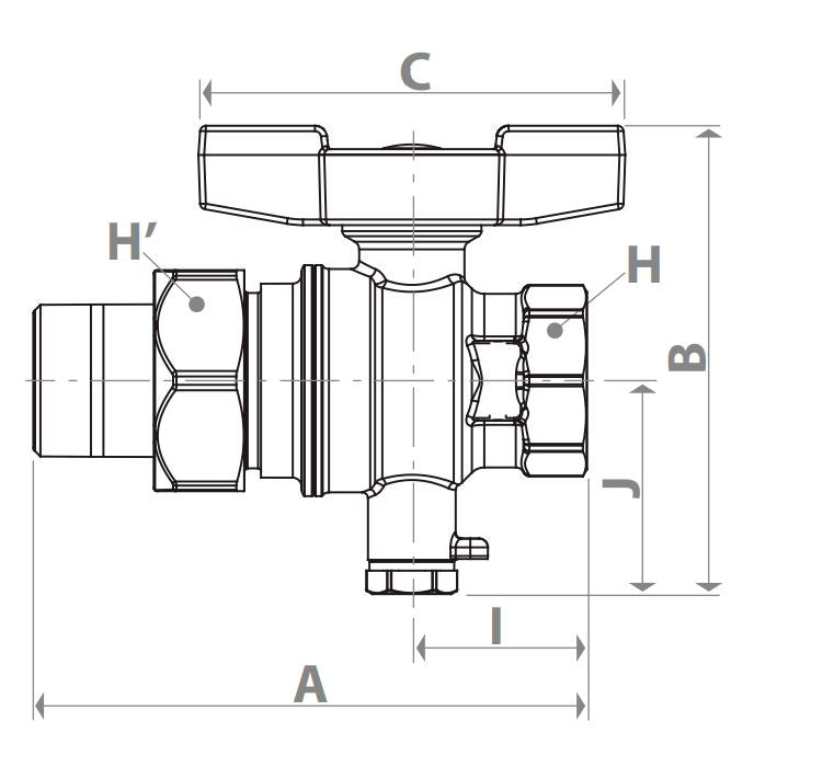 Փական գնդավոր թիթեռնիկ-բռնակով փոխարկիչ զոնդով արտաքին և ներքին պարուրակով 1"x3/4" Giacomini-R859TY006, 1" Giacomini-R859TY007, 3/4" Giacomini-R859TY005