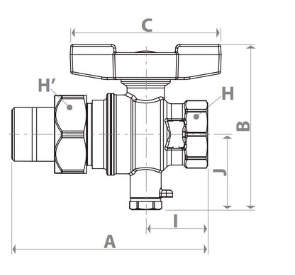 Փական գնդավոր թիթեռնիկ-բռնակով փոխարկիչ զոնդով արտաքին և ներքին պարուրակով 1"x3/4" Giacomini-R859TY006, 1" Giacomini-R859TY007, 3/4" Giacomini-R859TY005