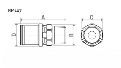 Անցում մամլիչ արտաքին պարուրակով 16x1/2" Giacomini-RM107Y033, 16x3/4" Giacomini-RM107Y043, 20x1/2" Giacomini-RM107Y037, 20x3/4" Giacomini-RM107Y047, 26x1" Giacomini-RM107Y058,26x3/4" Giacomini-RM107Y049, 32x1" Giacomini-RM107Y059, 40x1"1/4 Giacomini-RM107Y066