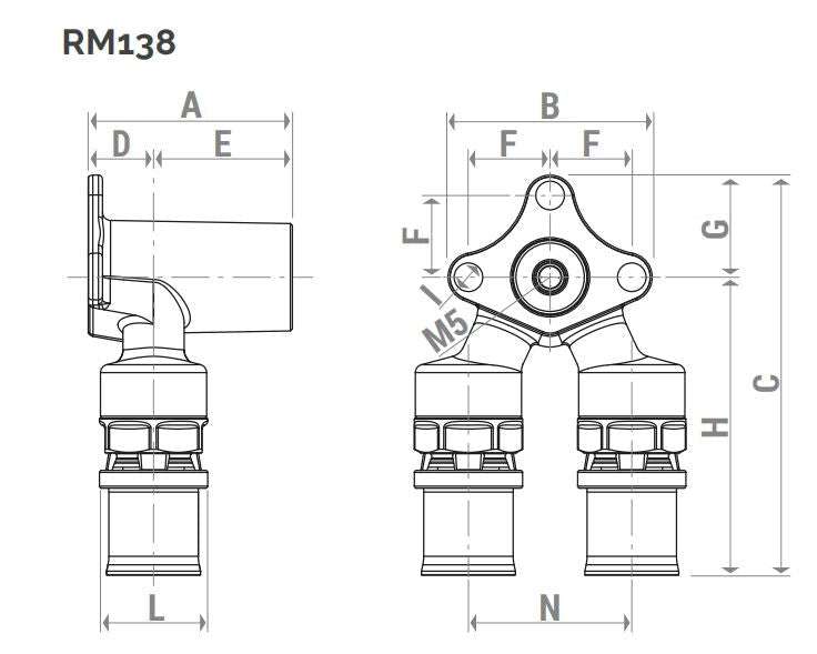 Անկյունակապ կախովի մամլիչ երկակի ներքին պարուրակով 20x1/2" Giacomini-RM138Y038, 16x1/2" Giacomini-RM138Y033
