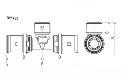 Եռաբաշխիկ մամլիչ արտաքին պարուրակով 20x1/2"x20 մմ Giacomini-RM153Y037, 16x1/2"x16 մմ Giacomini-RM153Y033