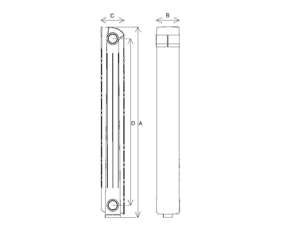 Ռադիատոր ջեռուցման ալյումինե KLASS 500 Global-KL05001010, 600 Global-KL06001010, KLASS 350 Global-KL03501010