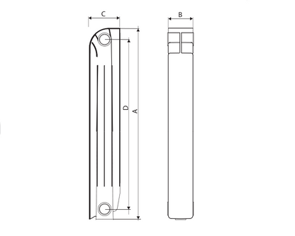 Ռադիատոր ջեռուցման ալյումինե VOX 350 Global-VX03501010, VOX 500 Global-VX05001010, VOX 200 Global-VX02001010, VOX 600 Global-VX06001010