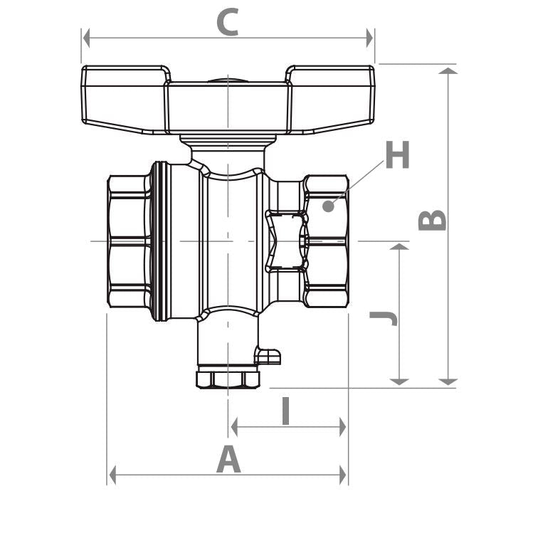 Փական գնդավոր թիթեռնիկ-բռնակով զոնդով ներքին պարուրակով 1" Giacomini-R851TY105,  3/4" Giacomini-R851TY104,  Giacomini-R851TY103