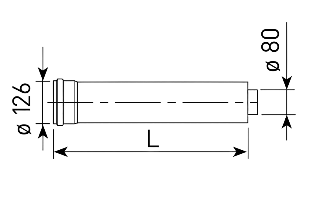 Երկարացում ծխաօդատար խողովակի կոնդեսացիոն կաթսայի 1000 մմ MF Ø80/125 Sime-8096171