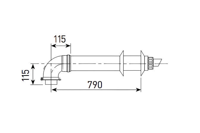 Ծխաօդատար խողովակ և արմունկ կոնդեսացիոն կաթսայի 790 մմ Ø60/100 90° Sime-8096250
