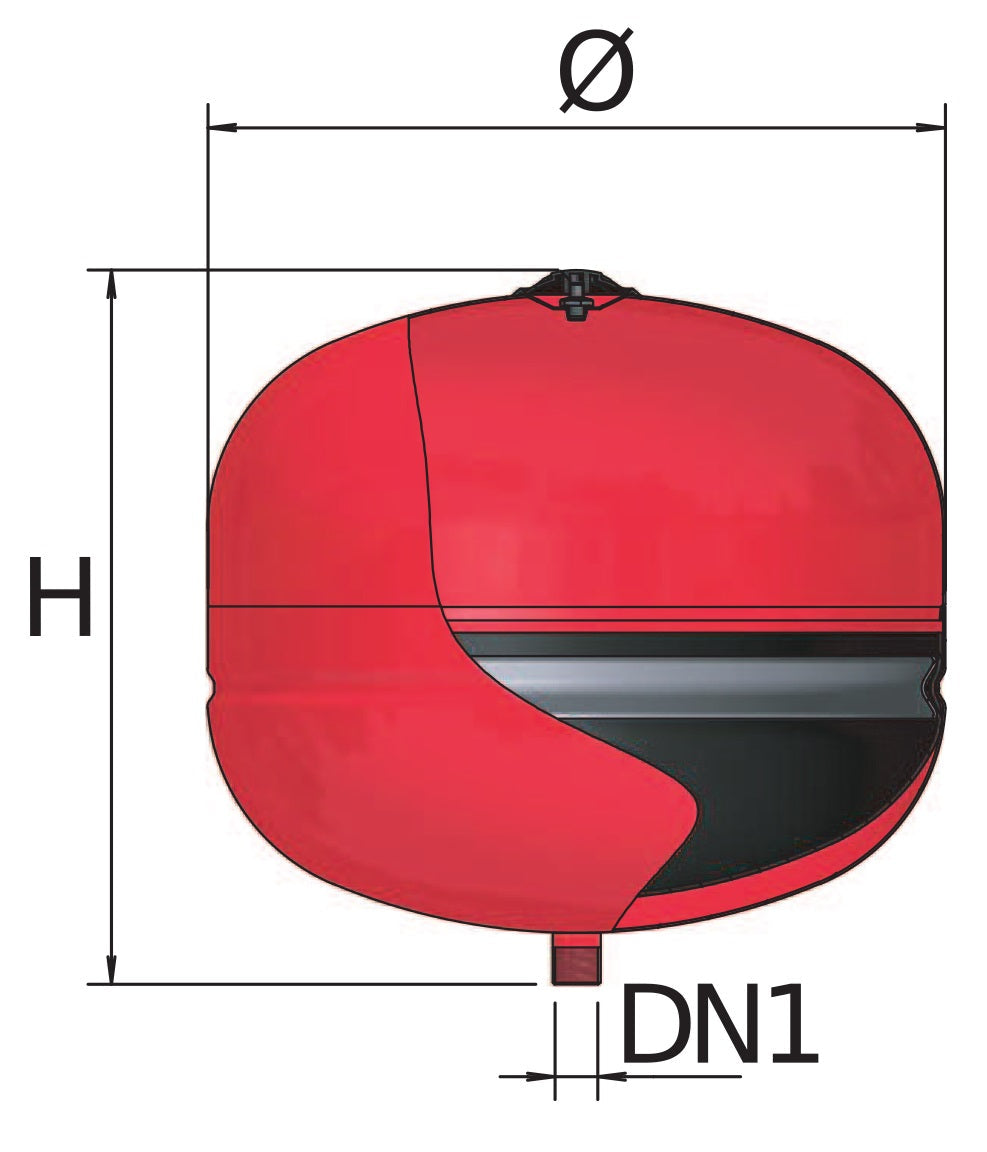Բաք ընդարձակման ֆիքսված մեմբրանով 10 բար 3/4" 35 լիտր ERCE 35 Elbi-A102L31