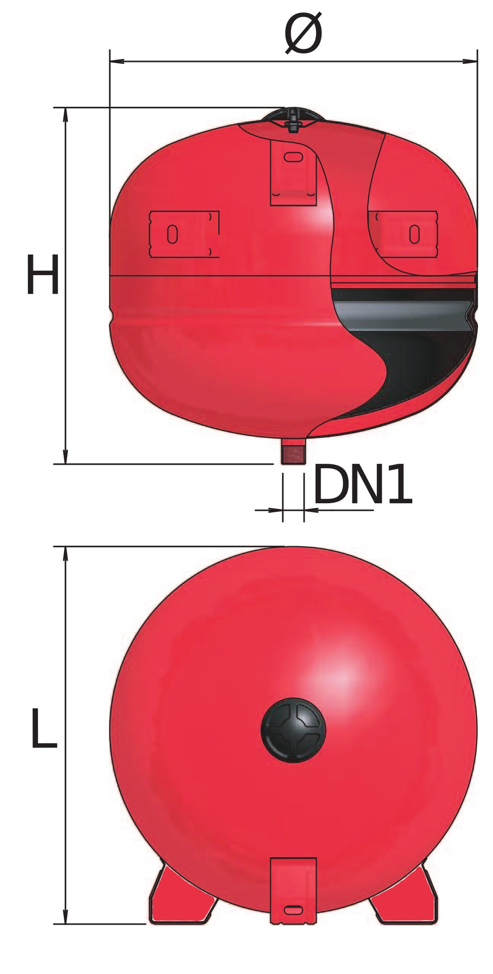 Բաք ընդարձակման ֆիքսված մեմբրանով կախովի 10 բար 3/4" 35 լիտր ERCE 35/P Elbi-A122L31